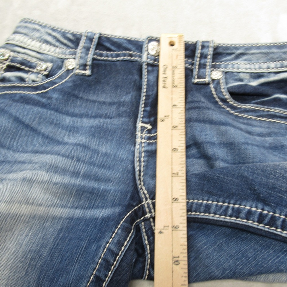 Miss Me Jeans Womens 26 Dark Wash Embellished Hemmed Whisker Chloe Bootcut 28x30 - Picture 15 of 16